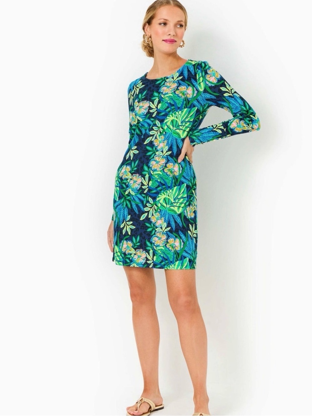 Lilly Pulitzer Ellis UPF 50+ Dress in Multi The Hottest Spot large NWT